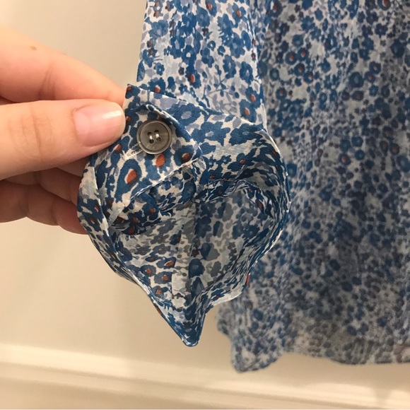 NWT Derek Lam Silk Cold Shoulder Blouse 2 blue red white - Picture 5 of 15